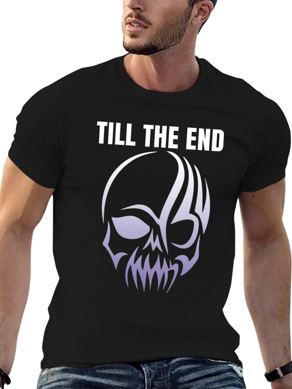 Till The End Skull Graphic Tee - Black