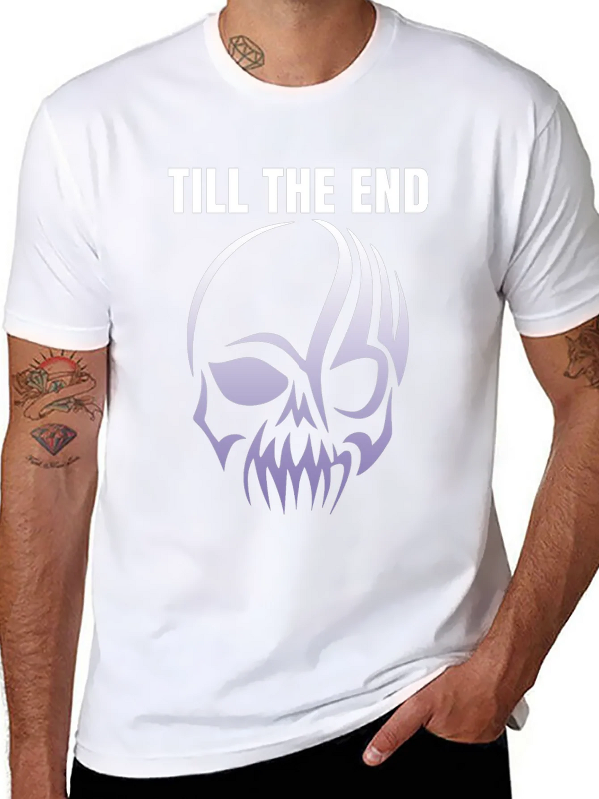 Till The End Skull Graphic Tee - Black