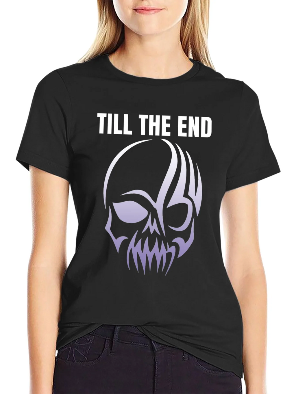 Till The End Skull Graphic Tee - Black