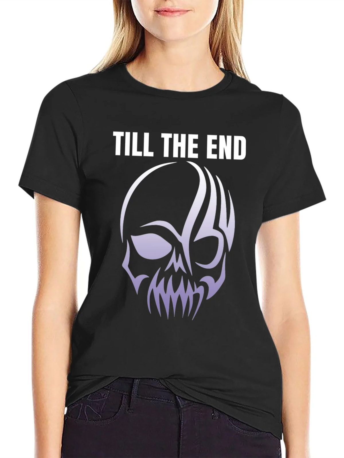Till The End Skull Graphic Tee - Black