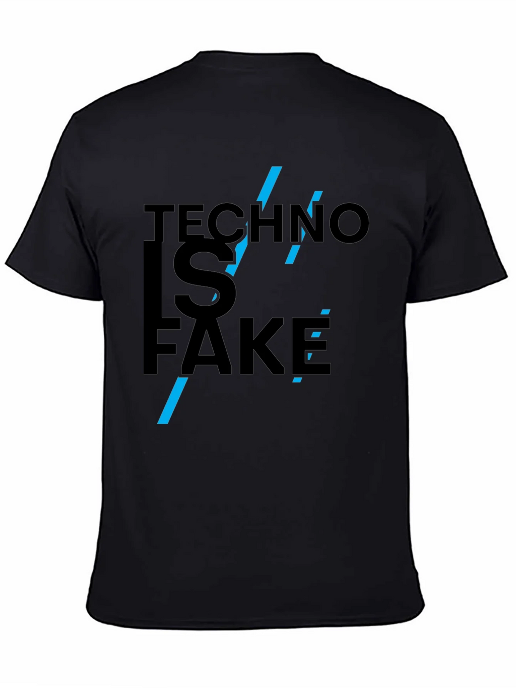 Techno is Fake Graphic Tee - Black Cotton