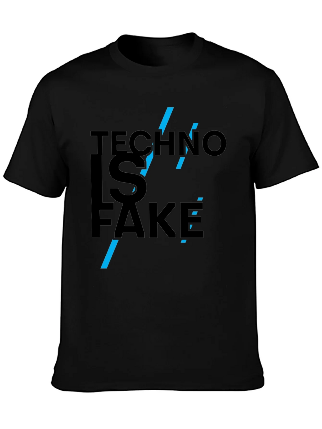 Techno is Fake Graphic Tee - Black Cotton