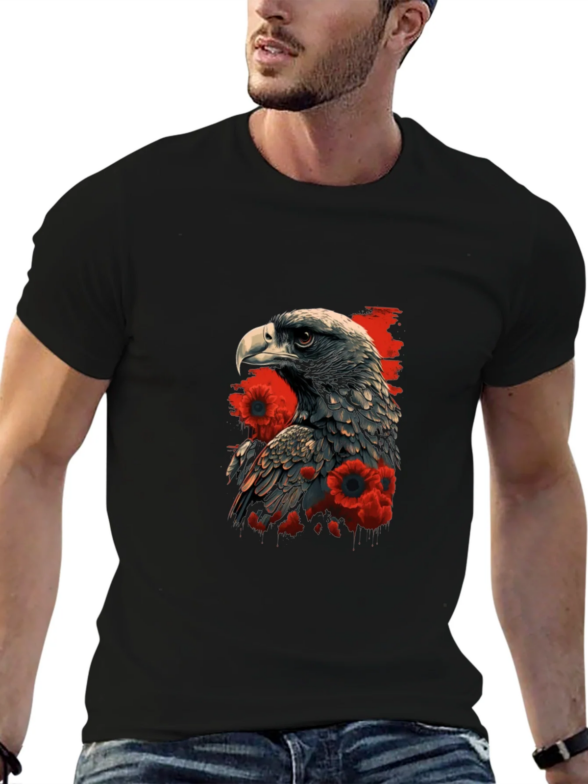 Eagle & Poppy Graphic Tee - Black