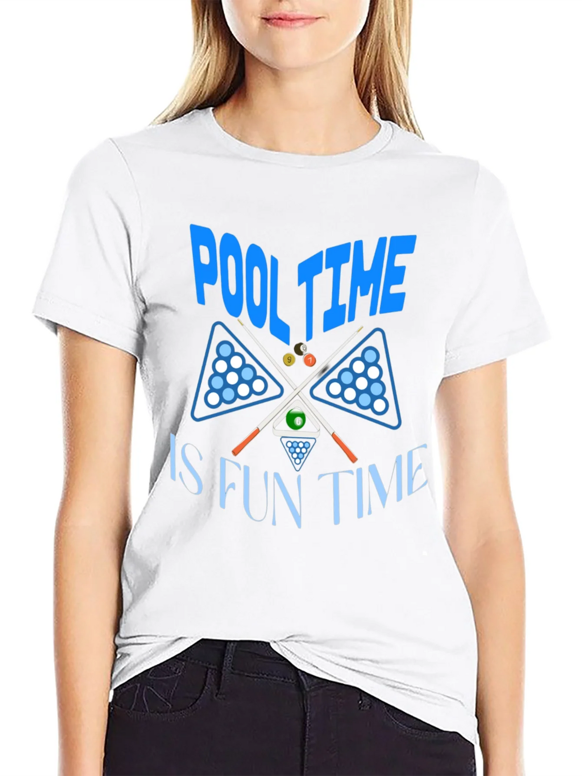 Pool Time Fun Time Black Graphic T-Shirt