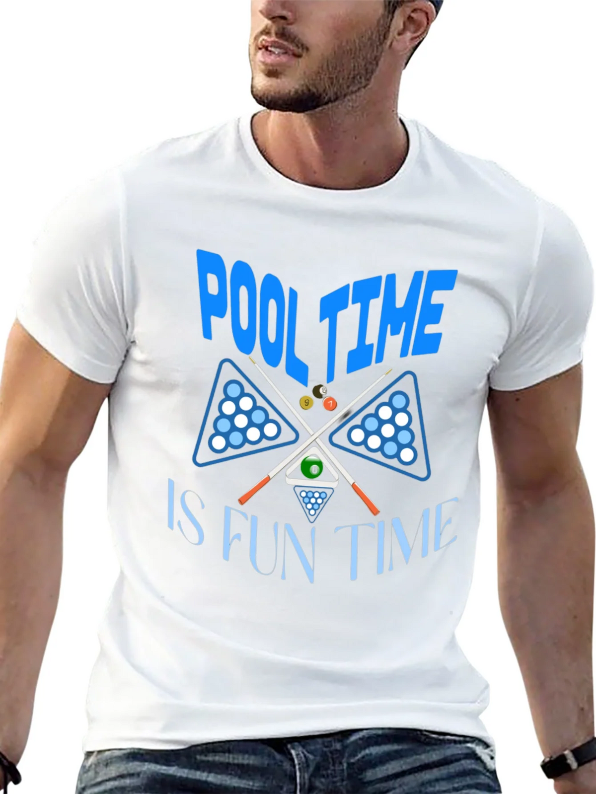 Pool Time Fun Time Black Graphic T-Shirt