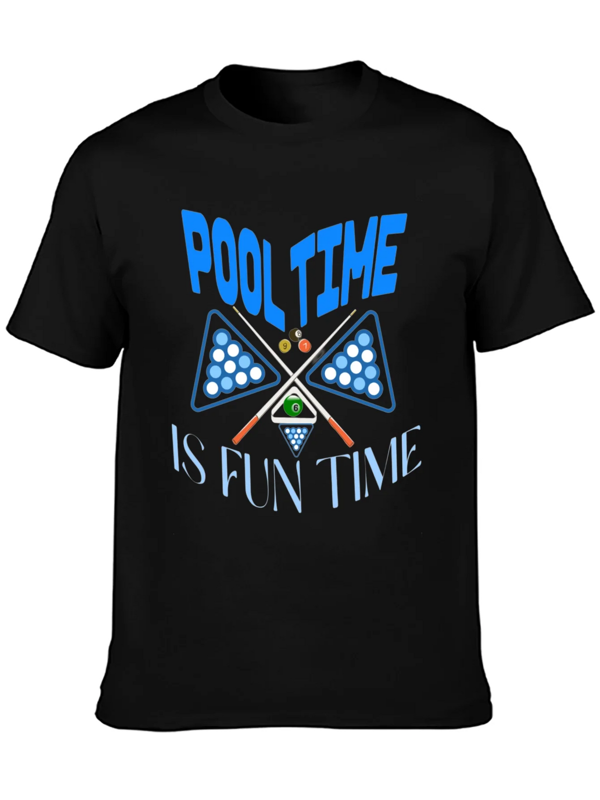 Pool Time Fun Time Black Graphic T-Shirt