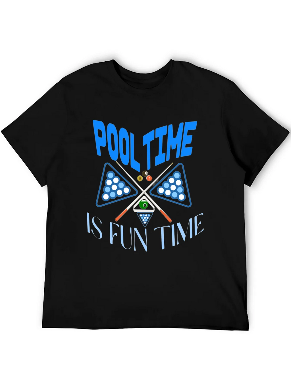 Pool Time Fun Time Black Graphic T-Shirt