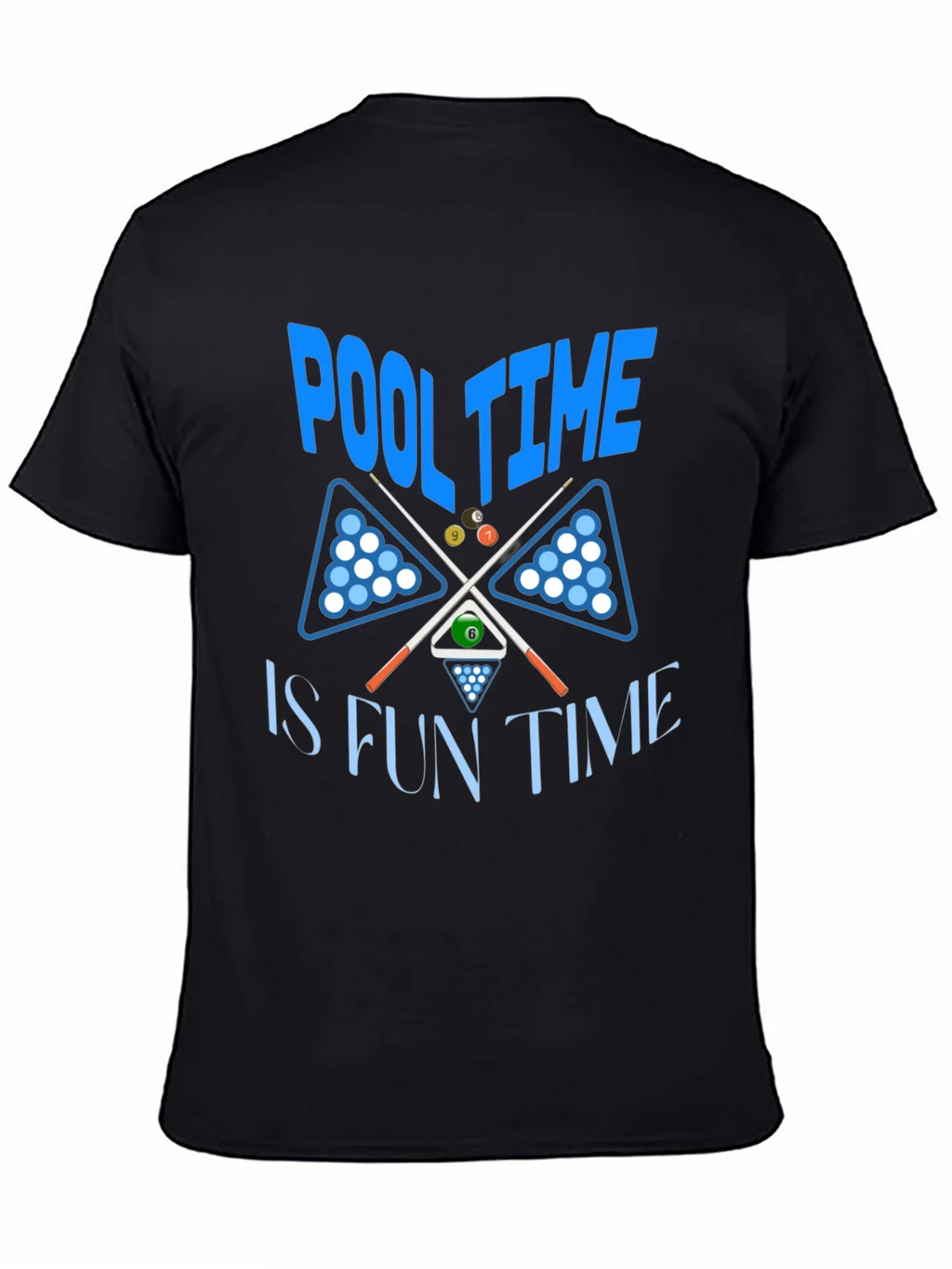 Pool Time Fun Time Black Graphic T-Shirt