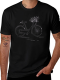 Black Bicycle with Flowers Graphic Tee