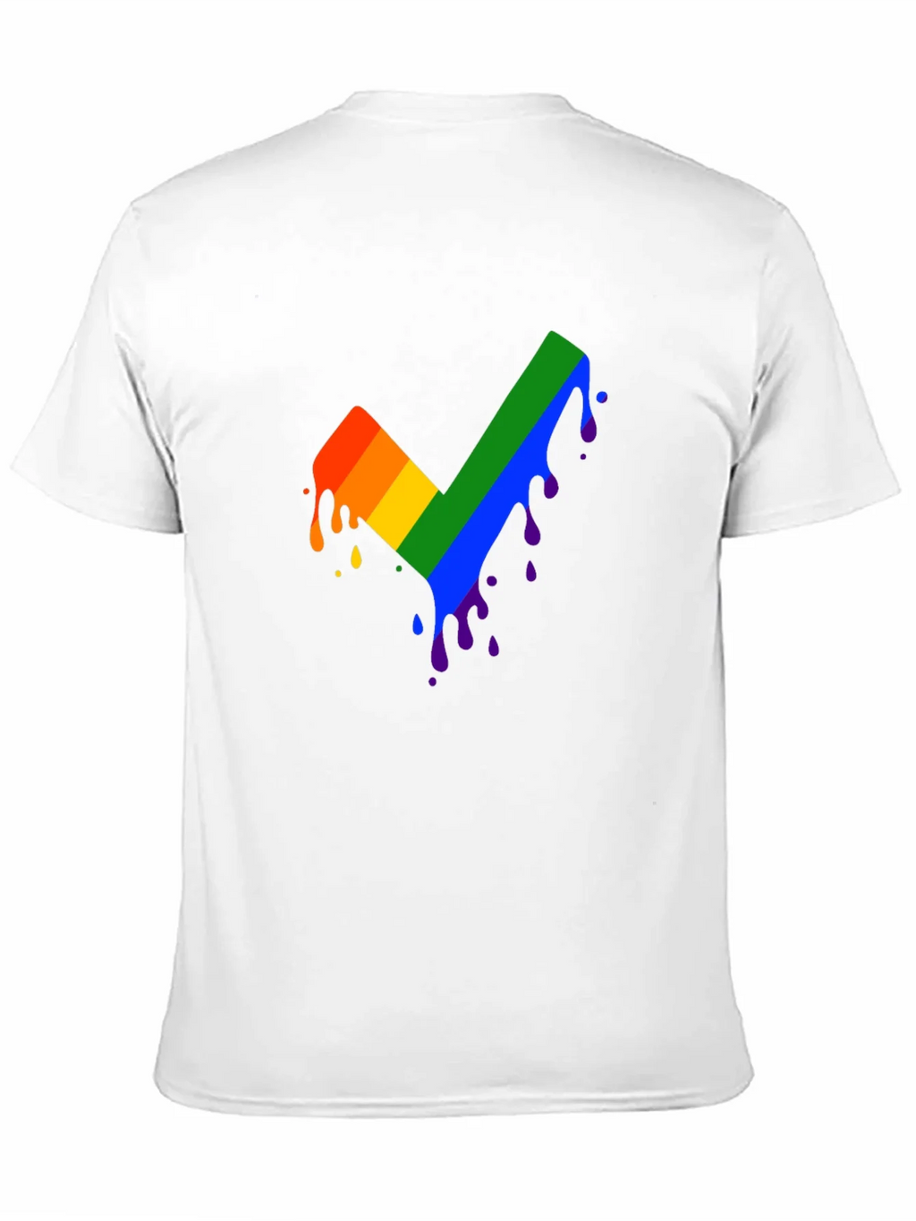 Rainbow Dripping Checkmark Black T-Shirt