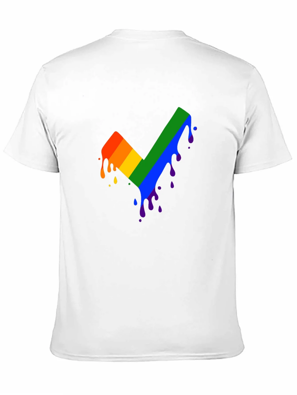 Rainbow Dripping Checkmark Black T-Shirt