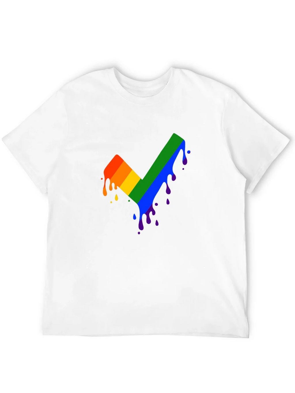 Rainbow Dripping Checkmark Black T-Shirt
