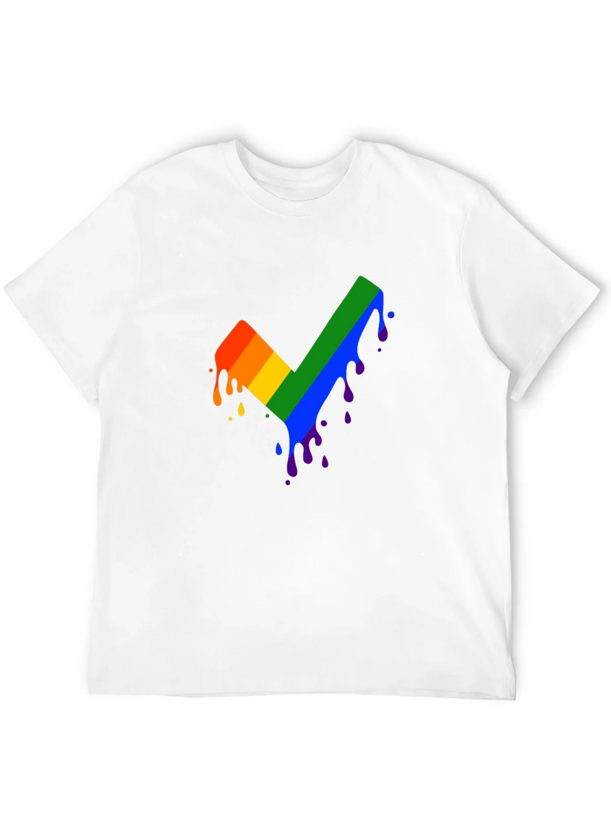 Rainbow Dripping Checkmark Black T-Shirt