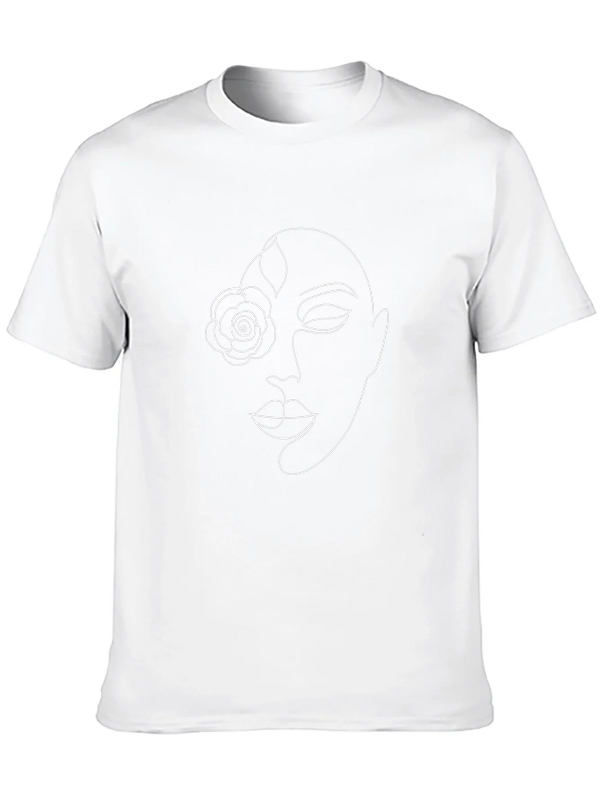Abstract Face Line Art Graphic Tee - Black