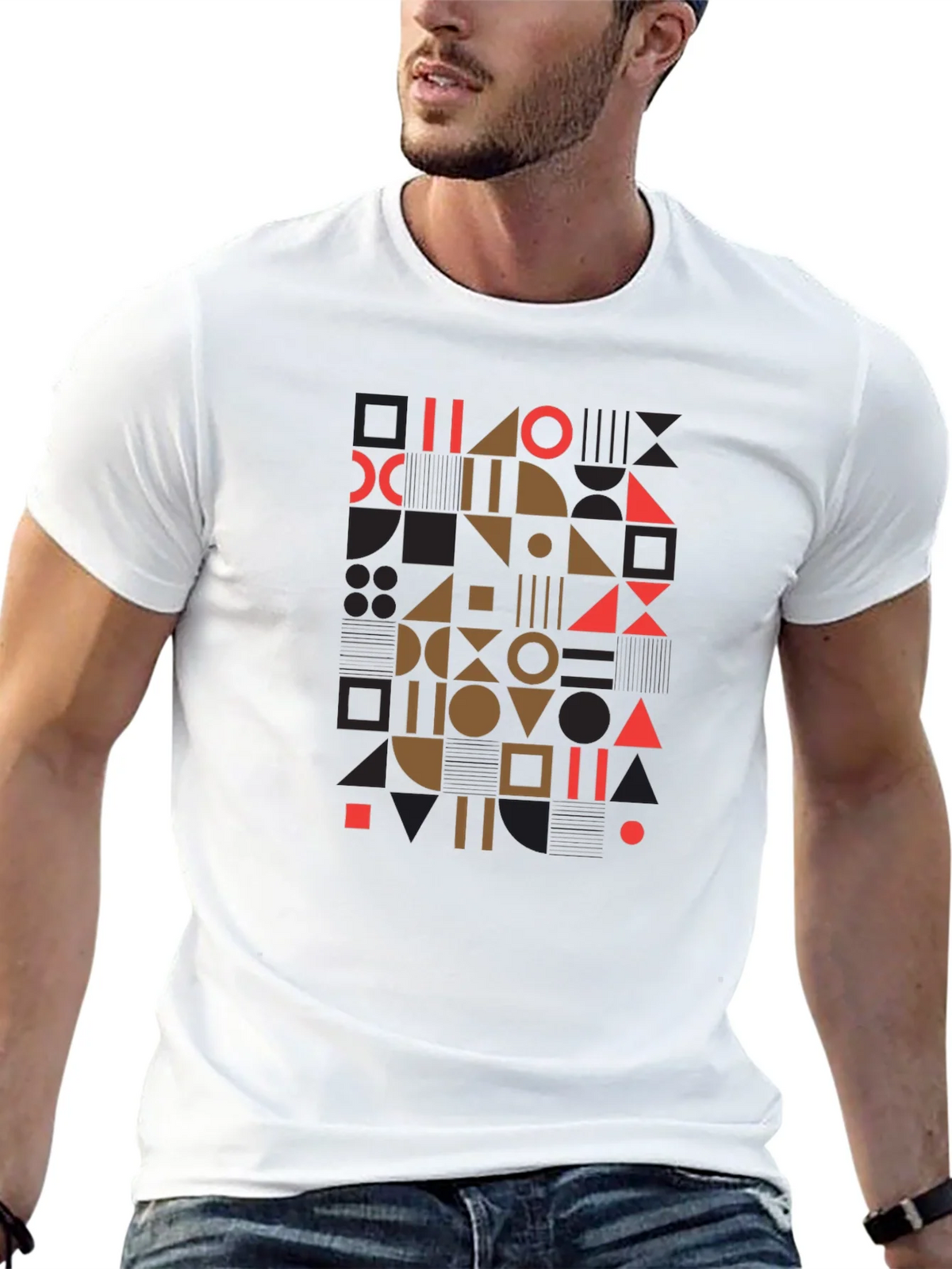 Geometric Pattern Black Tee