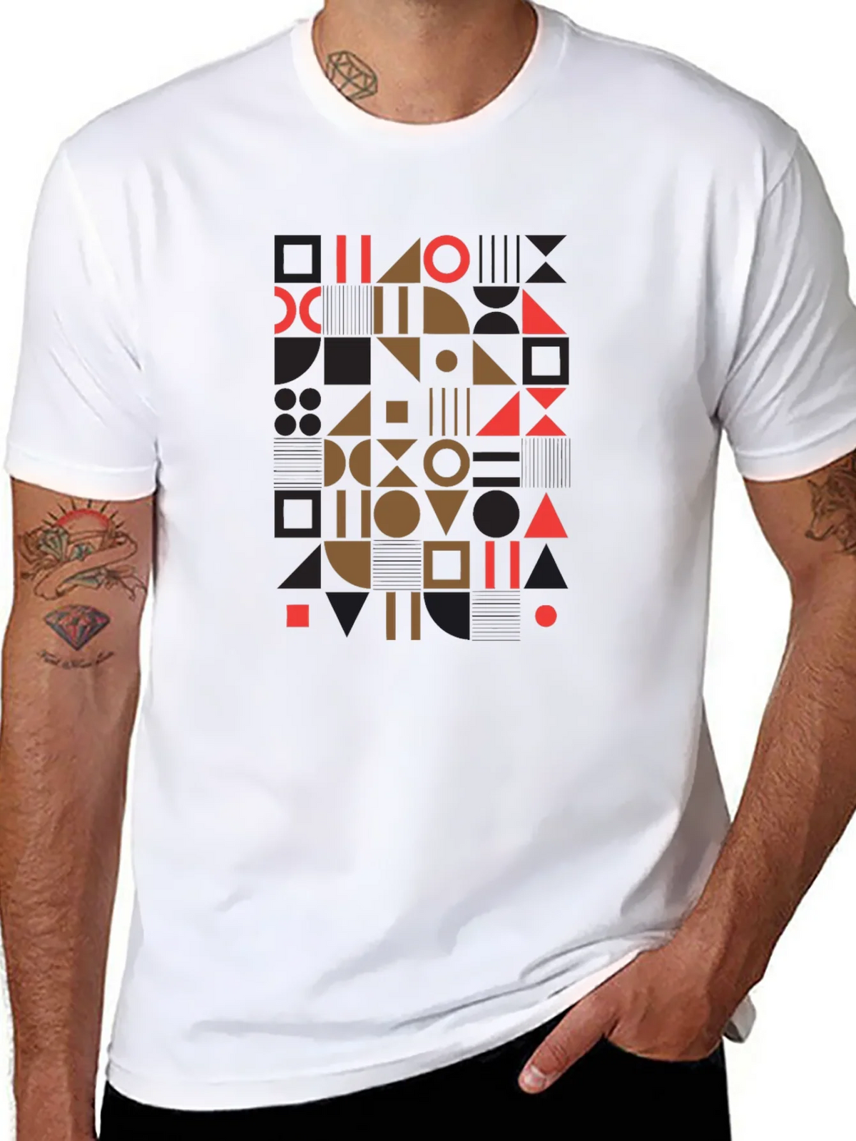 Geometric Pattern Black Tee