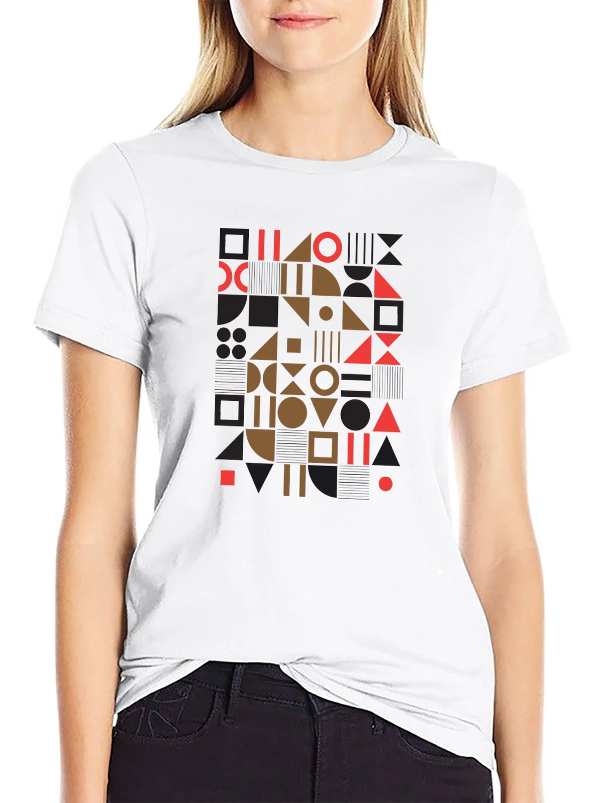 Geometric Pattern Black Tee