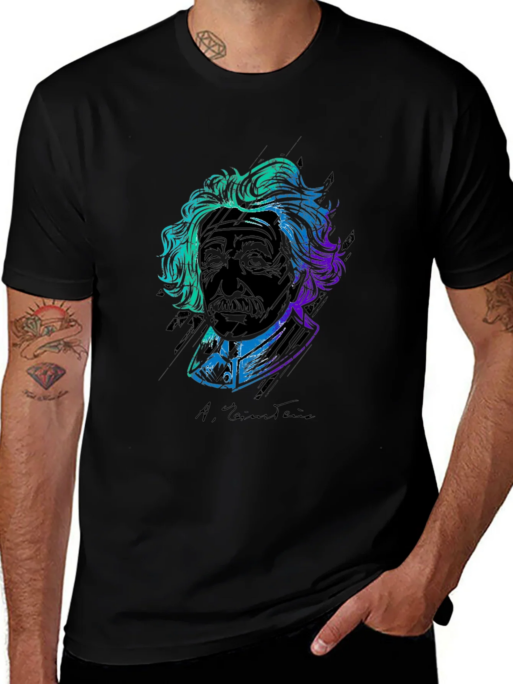 Einstein Graphic Print Tee - Black