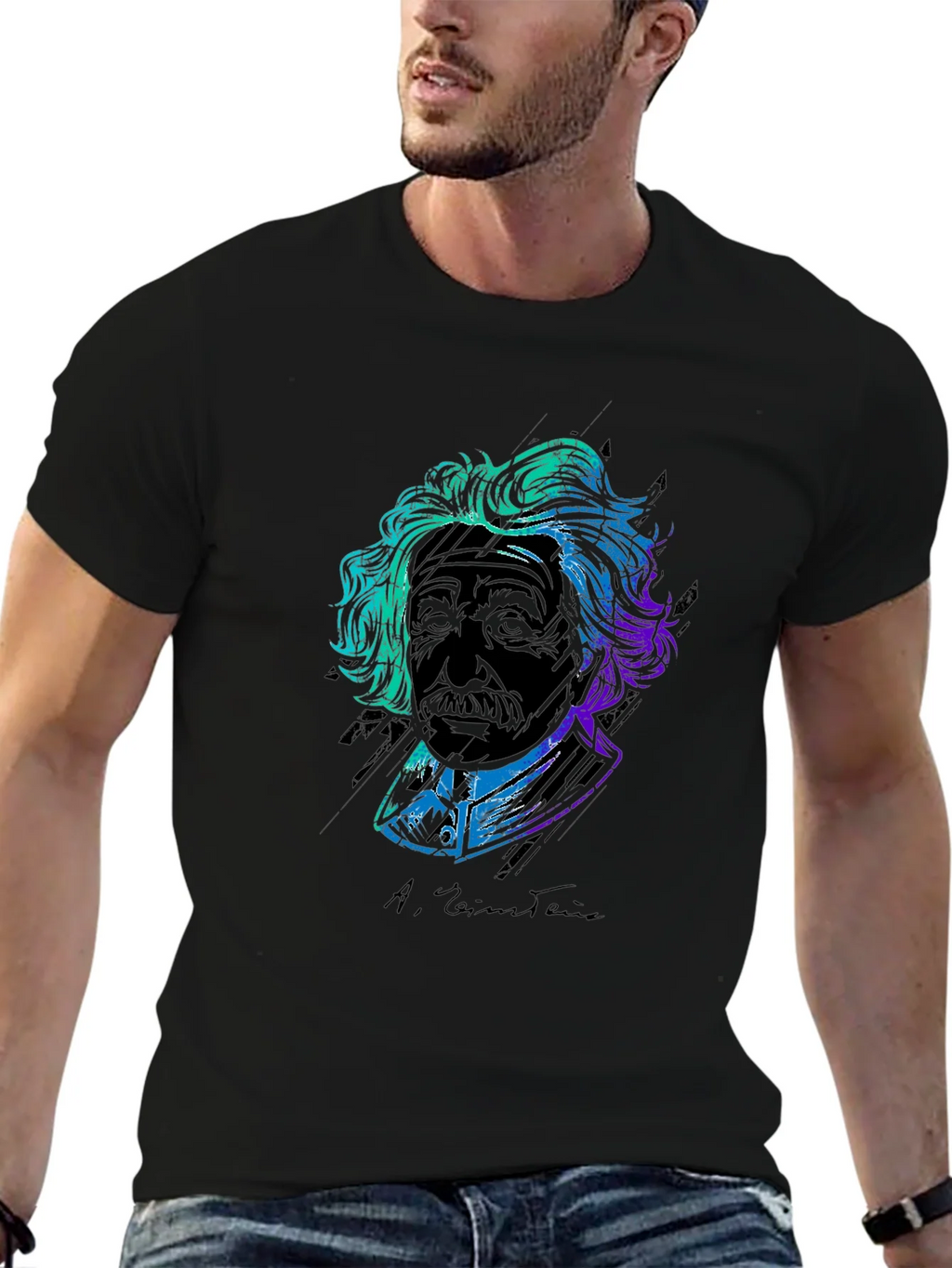 Einstein Graphic Print Tee - Black